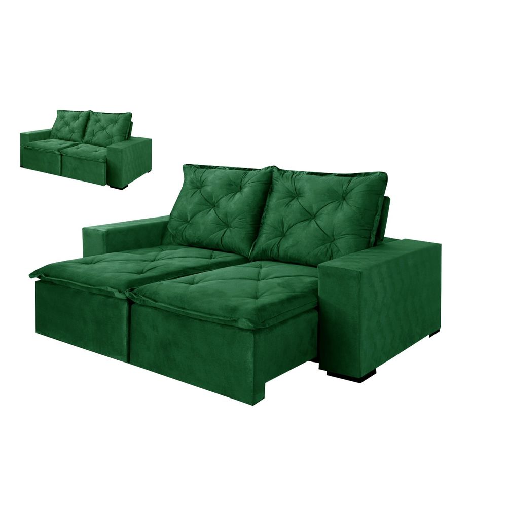 Sofá Retrátil Sumaré 210cm Verde Tec2081 viggore